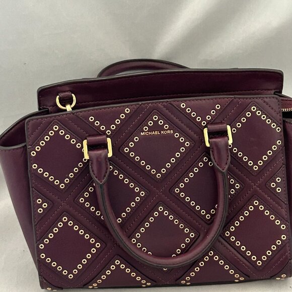 Selma Medium Diamond Grommet Leather Satchel Michal Kors - Picture 9 of 10